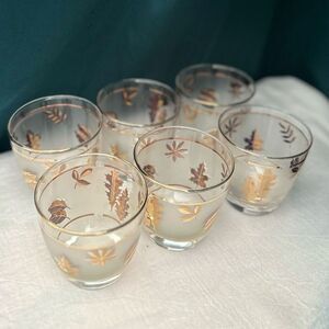Golden Foliage by LIBBEY GLASS COMPANY Old Fashioned Low Ball Set of 6 Glasses